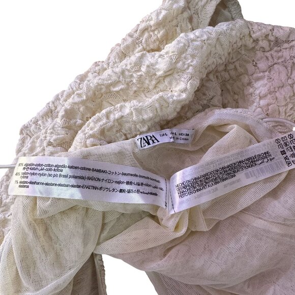 Zara Women's White Textured Corset V-Neck Wired Spaghetti Strap Bodysuit Size L - Picture 6 of 9